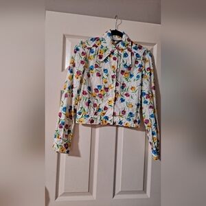 Vintage 70s Bobbie Brooks Floral Eyelet Button Down Shirt